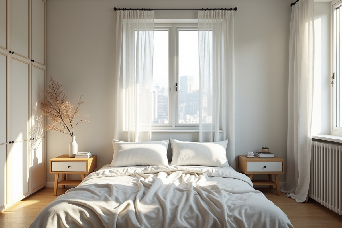 Chambre avec fenêtre recouverte de papier aluminium