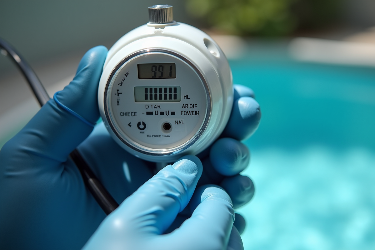 Gros plan sur un compteur d energie avec un robot de piscine
