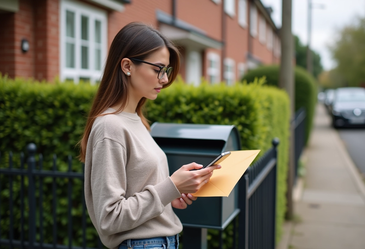 Femme vérifiant une notification de changement d