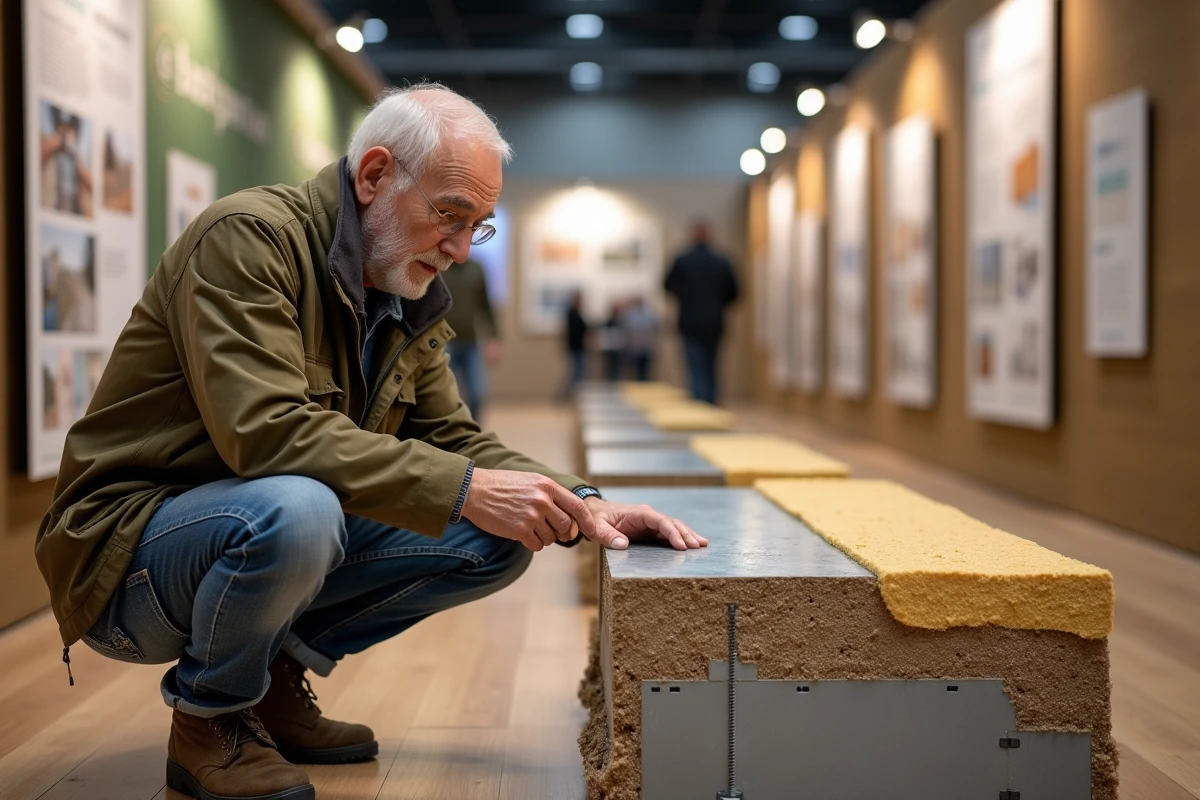 Homme âgé examinant une fondation isolée lors d